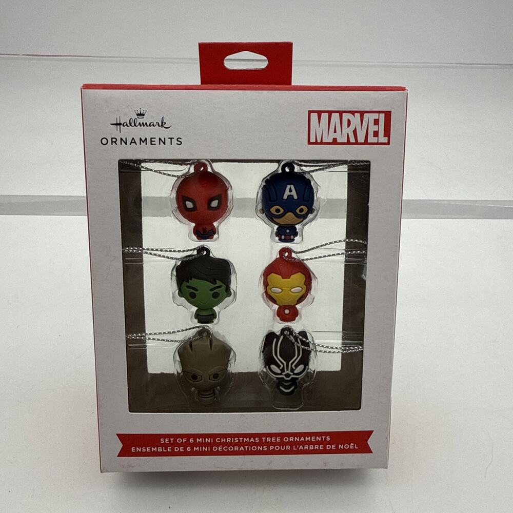 Hallmark Marvel Mini Super Hero Christmas Ornaments Set of 6 New in Box!